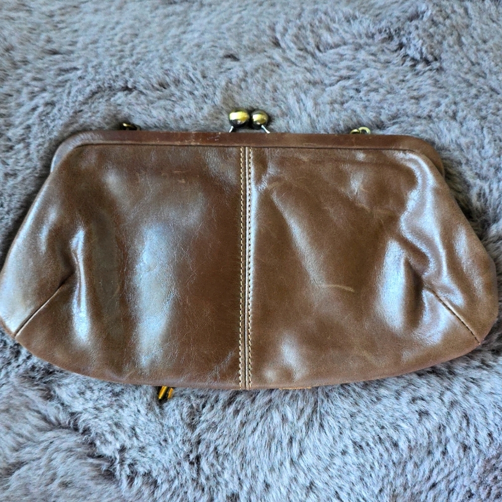 Fossil Brown Leather Patchwork Flower Wristlet Wa… - image 4